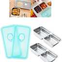 2pcs Grab and Go Snack Containers Stainless Steel, Reusable Snack Condiment Containers with Lids, Double Compartment Food Lunch Meal Container Prep for Travel, Small Packs Container