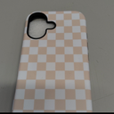 Checkered Phone Case for iPhone 16 Pro Max for Women - Compatible with MagSafe [10ft Drop Tested] - Girly Cute Protective Designer Cover - Nude Neutral Aesthetic, Nude Vibe Checkered