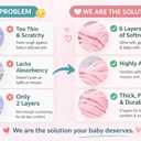 3 x Kestel Baby Washcloths, 7-Pack 100% Muslin Cotton Soft & Absorbent, 12"x12" (Pink)