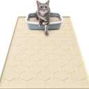 Garoopion Silicone Cat Litter Trapping Mat, Large Waterproof 34" X 22" Cat Litter Box Mat, Easy to Clean, Beige