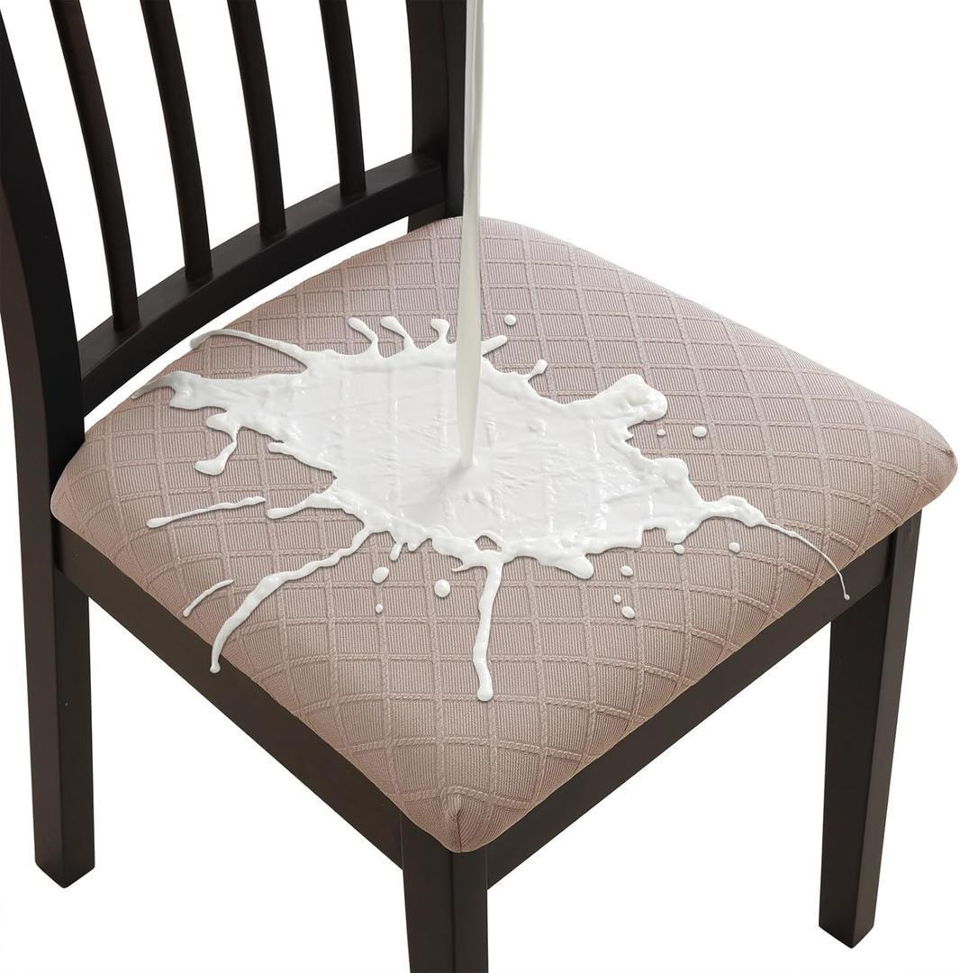 Seat Cushion Covers 4 PCS, Stretch Jacquard Chair Seat Covers Washable Dining Room Chair Slipcovers Removable Kitchen Cushion Protector 16"
