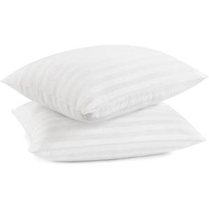 Serta Won't Go Flat Standard/Queen Size Set of 2 Down Alternative Bed Pillows, Extra Life Foam Core with Medium Support, Perfect for Back, Stomach or Side Sleepers, White 2 Count