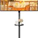Height Adjustable Rolling TV Stand for 13-43 Inch TV up to 33 Pounds, Portrait to Landscape, Mobile TV Cart with Adjustable Storage Box and Shelf Max VESA 200x200mm