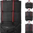 mixi Travel Bag with Wheels Expandable Foldable Luggage Bag Collapsible Rolling Travel Bag Duffel Bag Large Capacity Suitcase for Men Women, Black