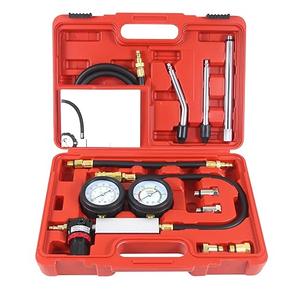 MultiFunction Cylinder Leak Down Tester Automotive Kit,Gasoline Engine Compression Tester,Dual Gauge Leakdown Detector Tool Set for Pressure Check & Leakage Rate Test on Cars,Motorcycles,Trucks...