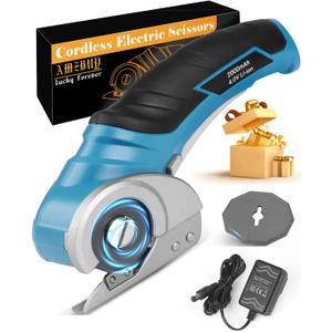 Cardboard Cutter Cordless Electric Scissors - Men's Valentines Day Gifts for Him Electric Box Cutter for Cardboard Recycling, Heavy Duty Carpet Cutting Tool for Plastic, Box, Leather (Dark Blue)