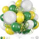 Golf Balloons, 12 Inch Green and Yellow Balloons with 18 Inch Golf Ball Foil Balloon White Yellow Green Confetti Latex Balloon for Men Boys Baby Shower Sport Game Theme Birthday Party Decorations