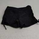 Women's V Cross High Waisted Swim Shorts Ruched Side Tie Boy Shorts Swimsuit Bottoms with Liner (Medium, Black)