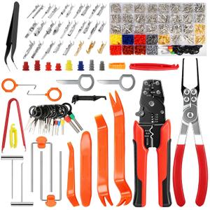 1398Pcs Automotive Electrical Connectors Kit, 28 Types Electrical Terminal Pins Kit with Crimp Tool, Relay Fuse Remover & Car Disassembly Tool, Male/Female Wire Terminals for Professional Auto Repair