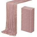 16 Pack Dusty Pink Cheesecloth Table Runner 20 x 120 inch Gauze Table Runners 10 FT Long, Semi Sheer Cheese Cloth Fabric Table Runner Bulk for Wedding, Party, Baby Shower, Bridal Shower Decoration