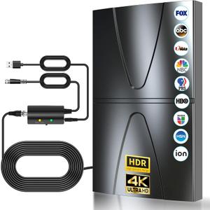 5000+ Miles Range TV Antenna,2026 Strongest Digital Antenna for Local Channels and All Smart/Old TVs,HDTV Antenna Indoor/Outdoor with Amplified Signal Booster-Support 8K 4K 1080p with 40ft Coax Cable