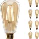 Feit Electric ST19 Vintage Edison LED Light Bulb, 60W Equivalent, Dimmable, 2100K Warm Light, 400 Lumens, Straight Filament Amber Glass Light Bulbs, 15,000-Hour Lifetime, ST19/VG/LED/2/4, 8 Pack