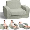 KidBloom 3-in-1 Kids Couch, Toddler Chairs Comfy 13 Years Old, Kids Couch Bed Fold Out, Supportive Baby Sofa, Gifts for 12 Year Old Girls Boys (Green)