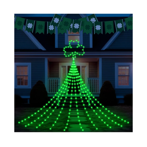 Baquler 15 ft St. Patrick's Day Decor Lights 438 LED 8 Modes Plug in Curtain Shamrock Lights String for Home Bedroom Indoor Outdoor Party Saint Patrick's Day Decor