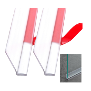 Nuanchu 2 Pcs Clear Vinyl Angled L-Type Seal Strip with Pre-Applied Self Adhesive Backing Bathroom Threshold Water Strip Shower Door Seal Strip for Gap Less Than 11/16-73 Long Frameless Shower Door