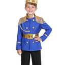 Dormstop Boys Prince Charming Costume Kids Royal Prince Dress Up for Cosplay Fairytale Ball Halloween Birthday Party Outfit (Blue, 7-8 Years)