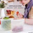 Small Reusable Silicone Food Storage Bags 4 Pack, 33fl oz/1000ml, 100% Silicone Stand-Up Wide-Open Zip-Lock Reusable Bags for Small Items, Microwave Freezer Oven Dishwasher Safe, Translucent