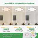 16 Inch Square LED Flush Mount Ceiling Light 2 Pack, 36W 3600LM, 3000K/4000K/6000K CCT Selectable, White Super Slim Low Profile Ceiling Light Firxtue for Bedroom/Kitchen/Living room/Dinning room, 16" 2pk