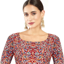 Chandrakala Cotton Printed Blouses for Women Sarees, Elbow Sleeves Ajrakh Print Crop top Choli L