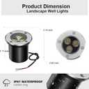 4 Pack Low Voltage LED Landscape Lights - 3W 12V/24V IP67 Waterproof In-Ground Well Lights with Convex Lens for Driveway, Garden, Pathway, Deck (Warm White 3000K) + 8 Wire Connectors Included