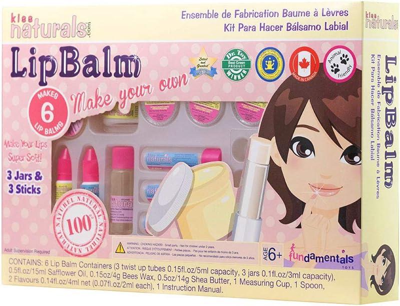 Kiss Naturals: Lip Balm Making - Make 6 Lip Balms, DIY Kids Beauty Craft, Organic Ingredients, Beeswax, Shea Butter, 2 Flavors, STEM Activity, Ages 6+