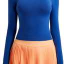 RUNNING GIRL Long Sleeve Yoga Shirts for Women, Soft Fitted Seamless Stretchy Casual Crew Neck Athletic Basic Shirt (L)