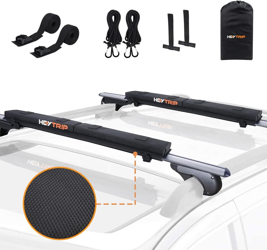 HEYTRIP Roof Rack Pads 30" Aero Crossbar Pads for Kayak/Surfboard/SUP/Canoe with 15FT Tie-Down Straps and Storage Bag, Use with Roof Rack (With Straps)