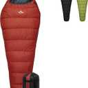 Teton LEEF Lightweight Mummy Sleeping Bag for Camping, Hiking, Backpacking; Cold Weather Option, Compression Sack Included (0F Regular, Fire/Slate)