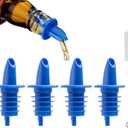 4 Pack Plastic Liquor Free Flow Pourers, Liquor Bottle Pourers for Alcohol, Syrup, Olive Oil, Mixed Drinks, Vinegar (Blue-4 Pack)