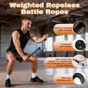 Cordless Battle Rope, Weighted Ropeless Battle Ropes for Home Gym. Battle Ropes Suitable for Strength Training, HIIT, and Joint-Friendly Cardio Exercises, Fitness Levels.Black 17.3"