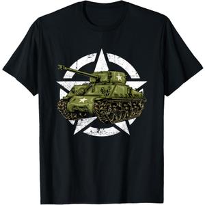 Sherman M4 World War 2 Army Tank Vintage Tank a Military Boy T-Shirt (Small, Black) Sherman M4 World War 2 Army Tank Vintage Tank a Military Boy T-Shirt (Small, Black)