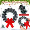 24 Pack 9.5 Inch Christmas Tinsel Wreath with Red Velvet Bow Cabinet Bows Chair Wreaths for Windows Kitchen Home Decoration Holiday Crafting