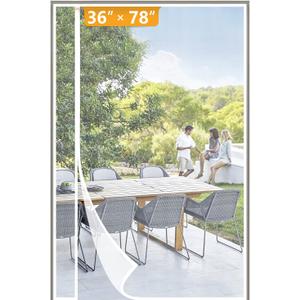 Yotache White Reversible Left Right Side Opening Magnetic Screen Door Fits Door Size 36 x 78, Top Middle Anti-Tearing Net Curtain, Actual Screen Size 38" x 79"