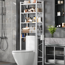 Salakita Over-The-Toilet Storage Rack, 4-Tier Bathroom Organizer Shelf Over Toilet with Adjustable Shelf and Basket, Freestanding Space Saver Bathroom Shelves Above Toilet for Room (Pure White)
