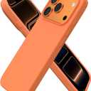 ORNARTO Compatible with iPhone 17 Pro Case 6.3", Slim Liquid Silicone 4 Layers Full Covered Soft Gel Rubber Shockproof Cover, Protective Phone Case for iPhone 17 Pro-Orange Amour