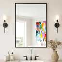 Black Bathroom Mirror 24x36 Inch, Rectangle Mirror with Metal Deep Frame, Wall Mirrors for Over Sink, Vanity, Bedroom, Bathroom, Hangs Horizontally or Vertically