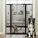 keny 51" Extra Tall Pet Gate, 29.7"-46" Wide Adjustable Cat Gate for Doorway, Hallway, Stairs, Auto-Close & Pressure Mounted, No Drilling, Black