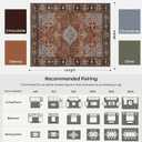 9x12 Area Rugs for Living Room, Machine Washable Low Pile Rug, Non Slip Backing Boho Rugs for Bedroom, Printed Soft Vintage Carpet Sienna Brown 9 x 12
