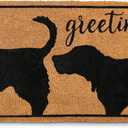 MAINEVENT Funny Dog Greetings Welcome Mat for Front Door, 30x17 Inch, Dog Mat for Covered Outdoor Area, Puppy Doormat w/Non-Slip PVC Backing (1'5" x 2'6" (Rectangular))