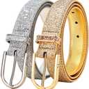 Fashion Sparkly PU Leather Waist Belts for Women Formal Dresses Jeans Small