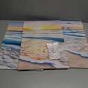 Pacimo 3 Panels Beach Canvas Wall Art for Home Decor Blue Sea Sunset White Beach Painting The Picture Print on Canvas Seascape The Pictures for Home Decor Decoration Ready to Hang - 12" x 16" x 3