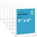 newnewshow 4x6 Inch Clear Acrylic Sign Holder, Display Stand, Plastic Card Holder for Business, Office, Retail (4x6 Inch 6 Pack)