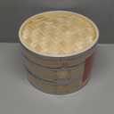 Juvale 2-Tier Steamer Pot Insert with Steel Rings - 10" x 6.5", Beige - Bamboo & Steel Stackable Basket for Rice & Dumpling Steamer for Vegetables