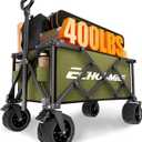 EchoSmile Collapsible Folding Wagon Cart with Compact Storage - 400Lbs Capacity All Terrain Utility Cart for Camping, Beach, Grocery, Garden,Green