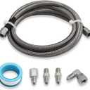 Steel Braided Turbo Oil Feed Line -4AN, Pressure Stainless Remote Turbocharger Sensor Teflon 4 AN Gauge Line Kit (60 inch)
