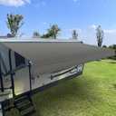 RV Awning Fabric Replacement,Camper Awning Replacement,16 oz Heavy Duty Waterproof Vinyl Universal RV Awning Replacement for All Brands Camper,Trailer, Motorhome Awnings,Smoke Grey 18'2''