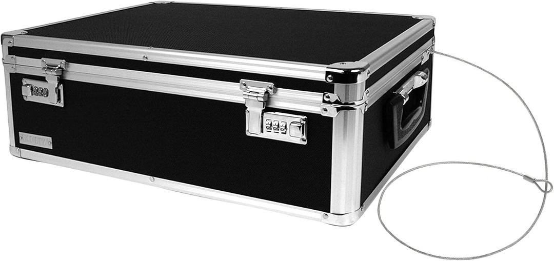 Vaultz Locking Storage Chest with Dual Combination Lock-Small Lock Box for Laptops, Tablets & Valuables, Lockable Storage Box with Code, Keyless Lockbox for Dorm, Home & Travel 19.25 x 6.5 x 13.5"