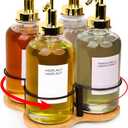 Rotating Coffee Syrup Organizer, Syrup Bottle Holder for Coffee Syrup Dispenser 16.9oz, Bamboo Coffee Syrup Rack for Coffee Bar Station Countertop, Coffee Bar Accessories(Syrup Rack Only) (S-4 Slots)