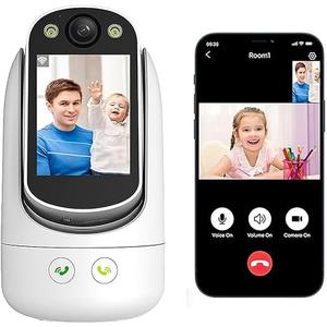 Video Call Security Camera Indoor, Nanny Camera Baby Camera Pet Camera,2Way Video Call,2Way Audio, 360°Pan/Tilt WiFi Camera for Home Security, Motion Tracking, 1080P 2.8 inch HD Screen,Night Vision