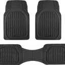 Motor Trend FlexTough LITE Rubber Car Mats Full Set - All Weather Floor Mats for Trucks, Cars & SUVs - Automotive Waterproof Black Car Floor Mats for Cars Interior Accessories Universal Trim-to-Fit